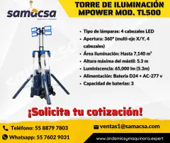 TORRE DE LUZ LED A BATERIA TL-500   SAMACSA