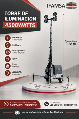 TORRE DE ILUMINACION 4500WATTS