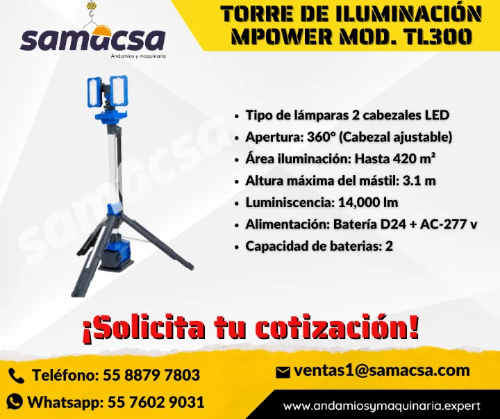 TORRE DE LUZ LED MOD. TL-300 MPOWER  SAMACSA