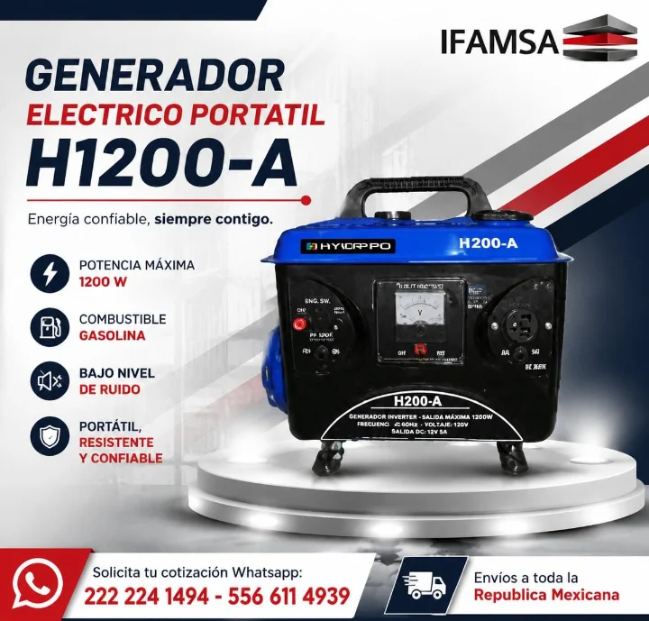 GENERADOR ELECTRICO PORTATIL HYPERMAQ H1200-A