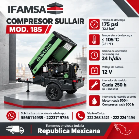 COMPRESOR SULLIAR MODELO 185 CFM
