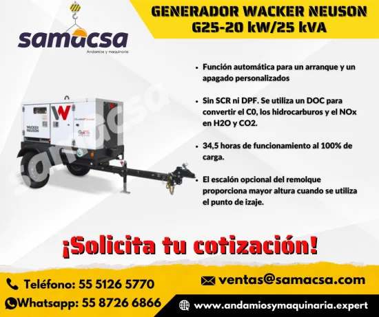 Generador Wacker G25: Energia Segura y Eficiente