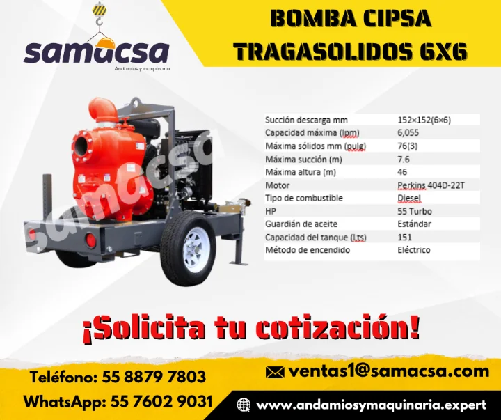 BOMBA TRAGASOLIDOS CIPSA 6X6 MQ600TPN SAMACSA