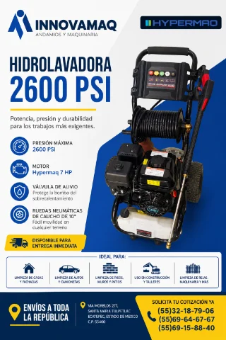 Hidrolavadora A Gasolina 2600 PSI Motor HypermaQ