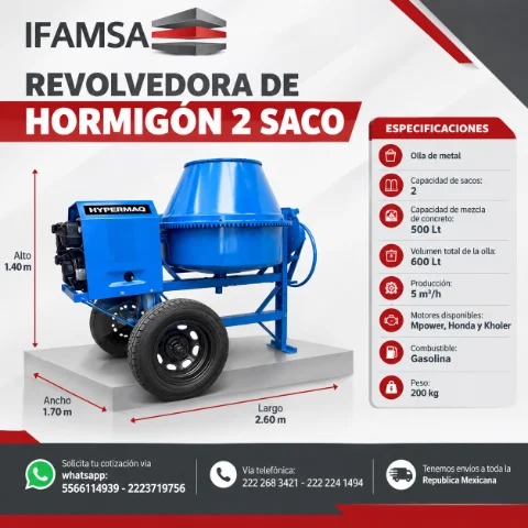 REVOLVEDORA DE HORMIGON 2 SACO HYPERMAQ