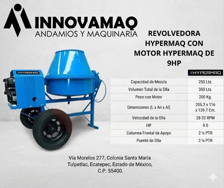 Revolvedora Hypermaq Motor 9HP - Excelente Estado