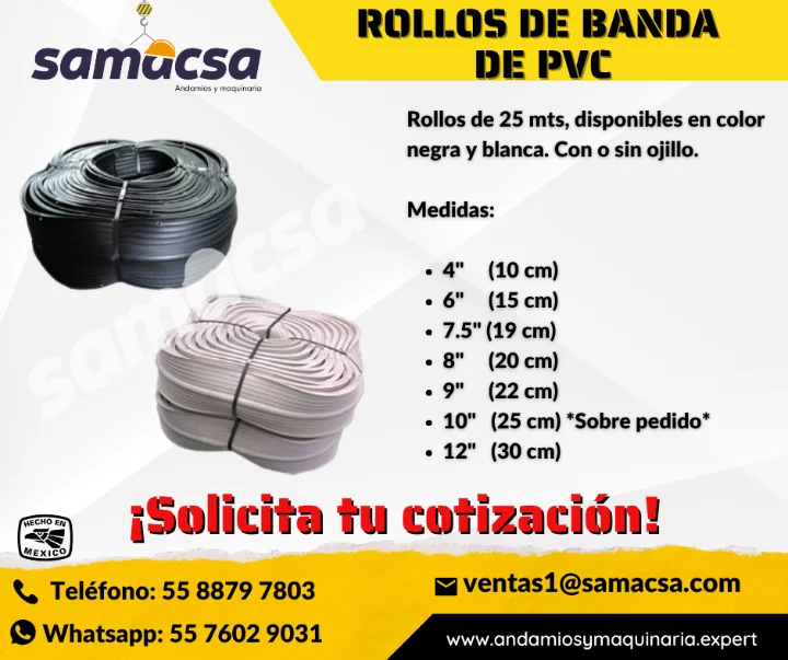 ROLLO DE BANDA PVC CON O SIN OJILLO N/B - SAMACSA