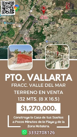 Terreno en Valle Del Mar Pto. Vallarta. 132 Mts.