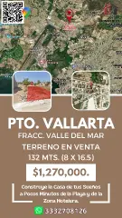 Terreno en Valle Del Mar Pto. Vallarta. 132 Mts.