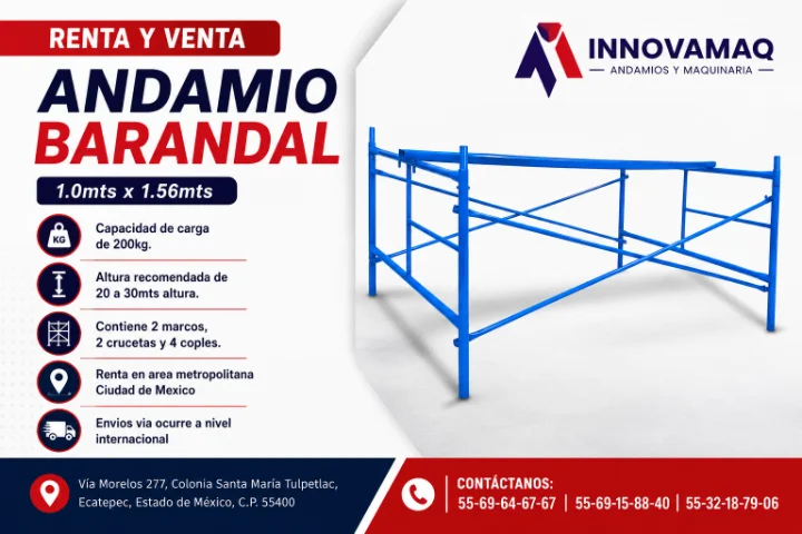 Renta y Venta Andamio Barandal 1.0m x 1.56m
