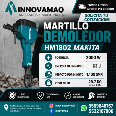 Martillo Demoledor Makita HM1802 de 30kg