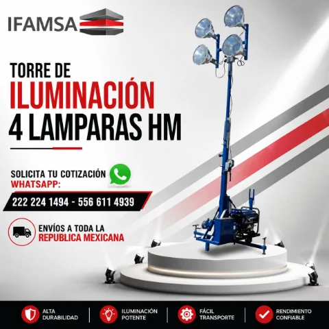 TORRE DE ILUMINACION 4 LAMPARAS HYPERMAQ