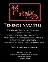 Solicitamos personal femenino excelentes ingresos