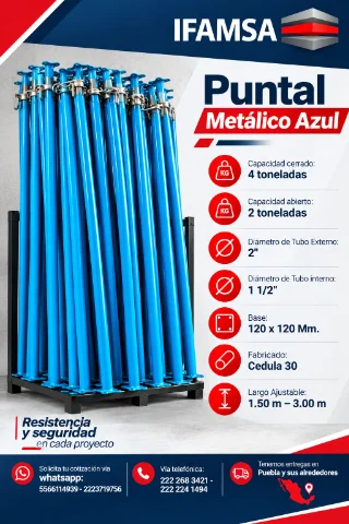 VENTA DE PUNTALES METALICOS AZUL PARA CIMBRA