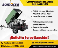 Compresor Sullair 185 para obra e industria