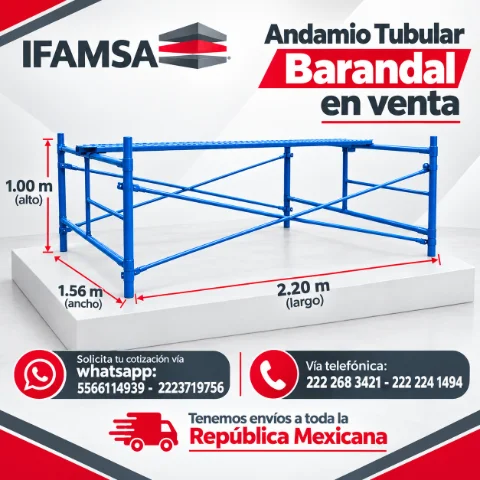 VENTA DE ANDAMIO TUBULAR BARANDAL MODELO AH-100