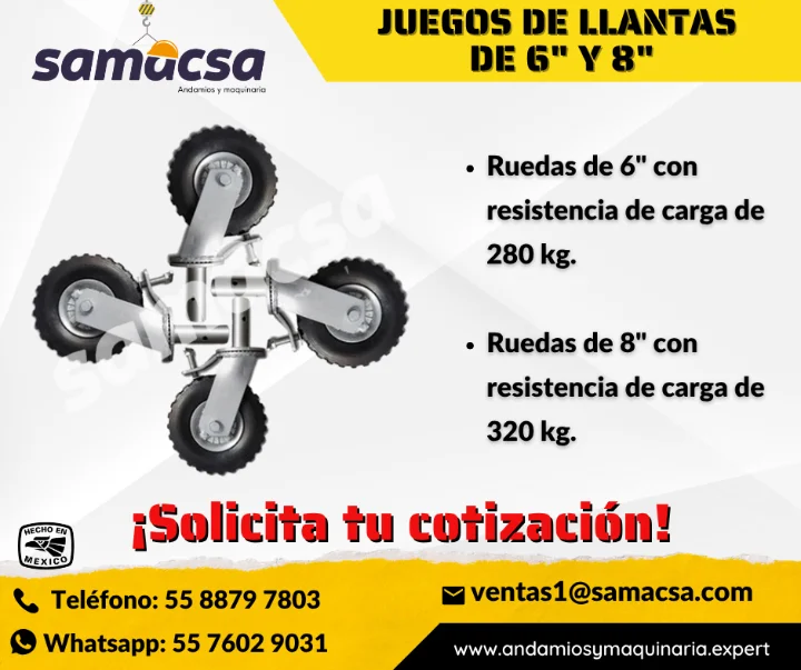 JUEGO DE LLANTAS PARA ANDAMIO 6 Y 8  SAMACSA