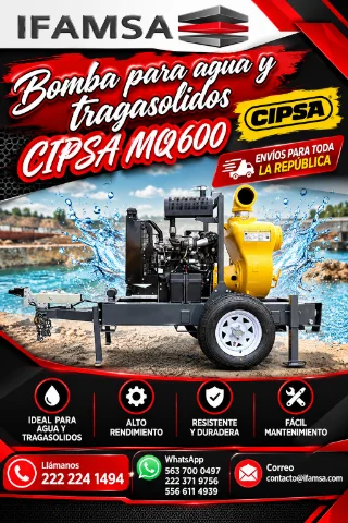 Bomba para agua y tragasolidos CIPSA MQ600