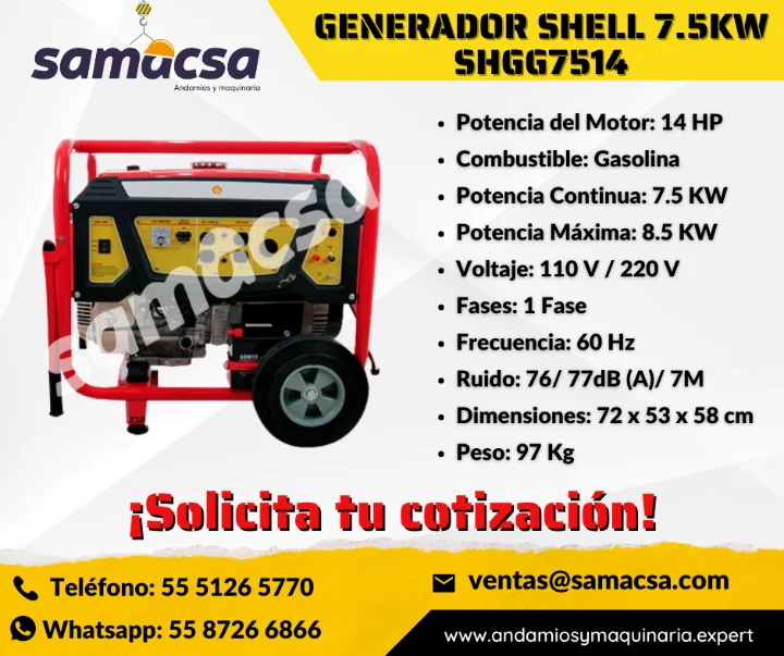 Potencia Garantizada: Generador SHELL 7.5 kW