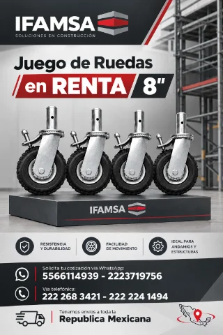 JUEGO DE RUEDAS PARA ANDAMIOS EN RENTA