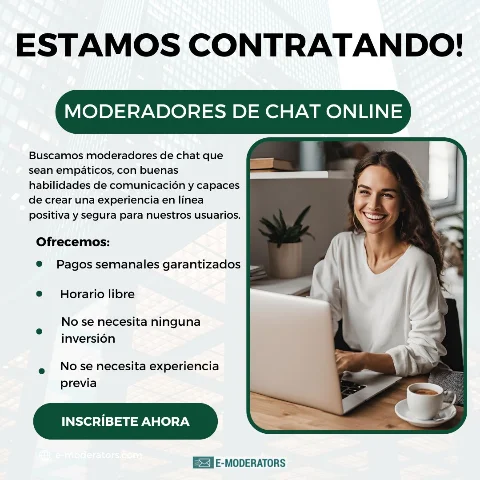 Trabaja desde casa como moderador de chat